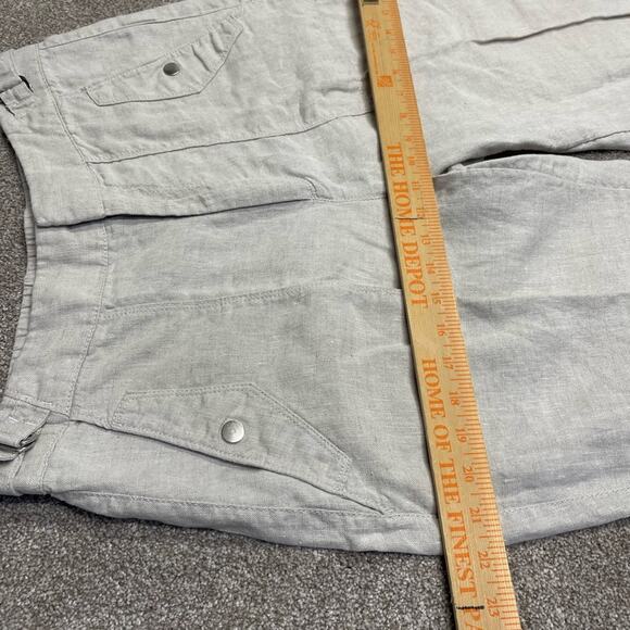 Athleta womens Linen Tapered Ankle Leg Pants Snap Pockets Natural Beige size 12 - Picture 7 of 12